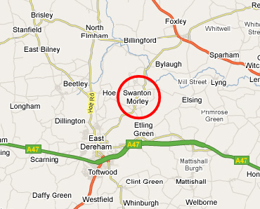 Location of Swanton Morley